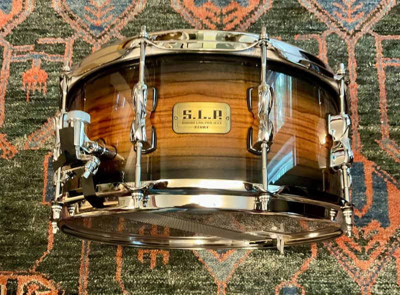Tama SLP Bubinga/Maple Snare Drum 14x6.5 Midnight Zebrawood Burst image 1