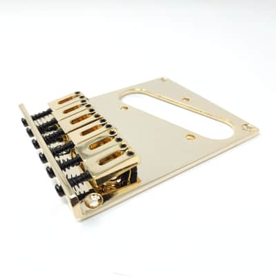 Brio Telecaster Left Handed 6 modern saddle Tele Bridge - Gold image 2