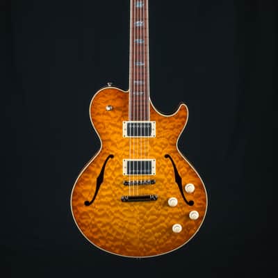 Collings SoCo Deluxe Carved Premium Quilted Maple and Mahogany Iced Tea Sunburst Semi-Hollow Custom NEW - Iced Tea Sunburst image 2