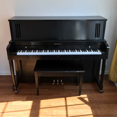 1994 Vintage Made in USA Baldwin 243HP Ebony Black Lacquer Acoustic Upright Studio Piano + Original Bench Key image 18
