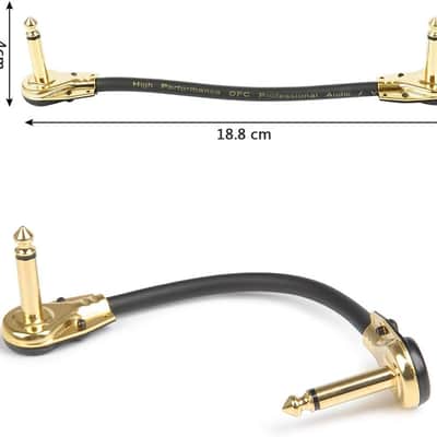 6 Pack 6 Inch Guitar Patch Cable Ultra Quiet Instrument Effect Pedal Patch Cords 1/4 inch Right Angle Low Profile Pancake Design image 2