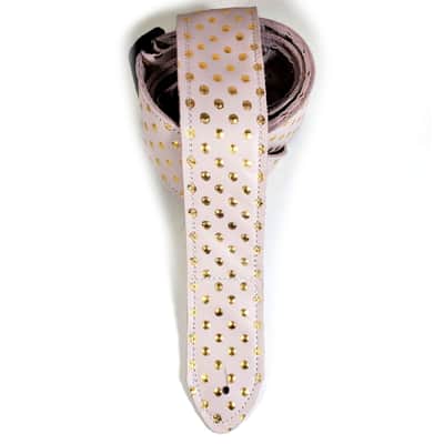 Pink Gold Leather Premium Leather Guitar Strap- Pink Polka Leather Guitar Strap-100% Leather Guitar Strap- Acoustic, Electric Bass Guitars image 4