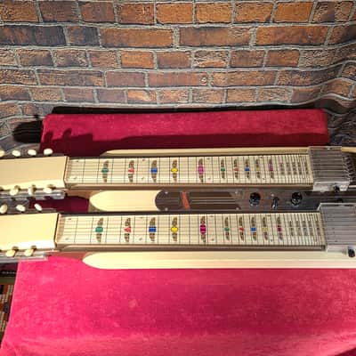 Vintage 1950s National Grand Console Double Neck Lap Steel Guitar White/Black w/ OHSC image 2