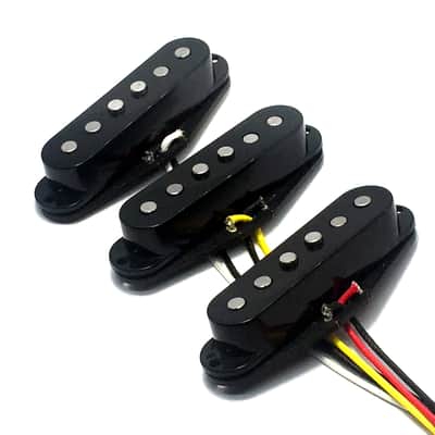 Pure Noiseless AlNiCo Strat Pickup Set, Deluxe Noise Free Design ~ Single Coil SSS Pickup Set, Black Covers image 1