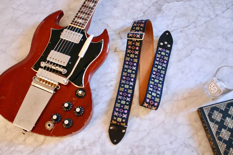 Vintage 70s Purple 'Woodstock' Guitar Strap Replica image 1