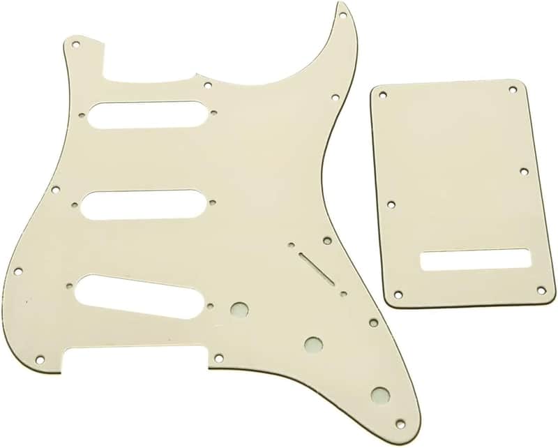 11 Hole ST/Strat Style Pickguard SSS Pick Guard with ST Back Plate Tremolo Trem Cover for Stratocaster/Strat Made in USA/Mexico Aged White 3 Ply image 1