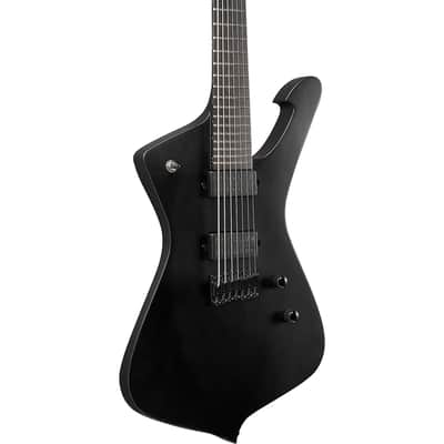 Ibanez Iron Label ICTB721-BKF Iceman 7-String Solid Body Electric Guitar with Ebony Fretboard, Right-Handed, Black Flat image 4