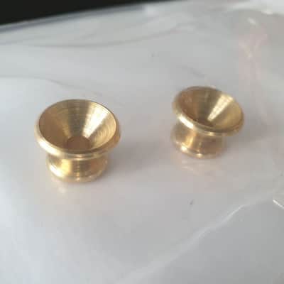 (2) Fender original vintage strap buttons gold 0018916049 image 2