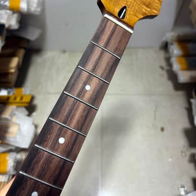 Stainless steel 24fret Roasted flame Maple Electric Guitar Neck Satin Bone nut image 5