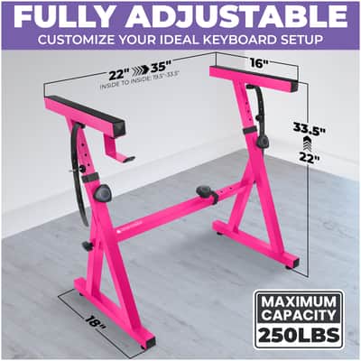 Liquid Stands Piano Keyboard Stand - Z Style Adjustable Digital Piano Stand - Fits 54-88 Key Electric Piano Stand (Pink) imagen 2