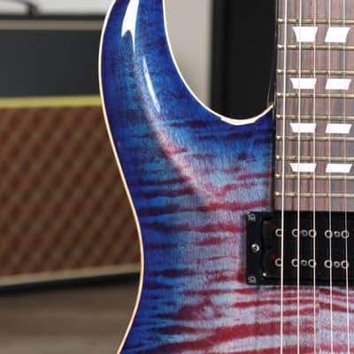 2015 Schecter USA Custom Shop Hollywood Classic Blue Crimson Flame Maple Top HH #15-10026 image 8