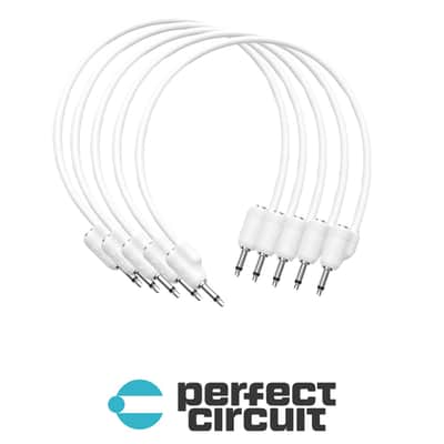 Tiptop Audio White Stackcable 3.5mm Eurorack Patch Cable (5-Pack) - 30CM