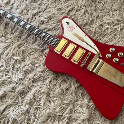 Vintage 1999 Epiphone '63 Firebird VII 1963 Reissue Cardinal Red Electric Guitar MIK image 2