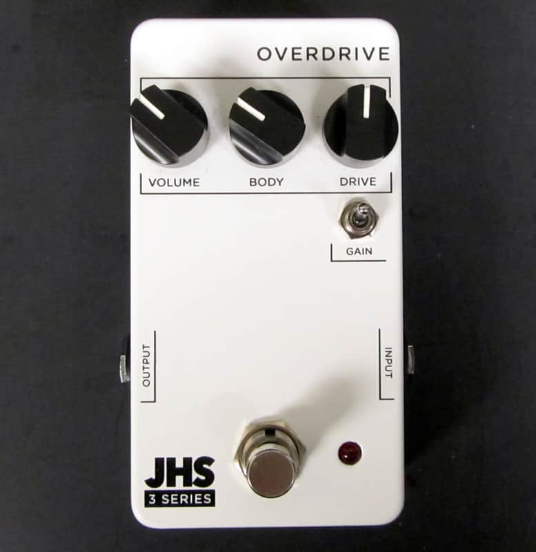White JHS 3 Series overdrive pedal with knobs and jacks.