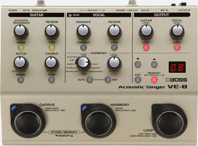 Boss VE-8 Acoustic Singer Guitar and Vocal Effects Pedal image 1