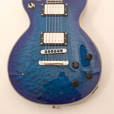 Agile AD-3200MCC Multi-Radius Blue Quilt Scale Electric Guitar with Binding and Trapezoid Inlays image 6