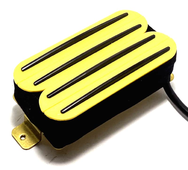 DFG Quad Rails Humbucker, Hot Four Blade Passive 23K Pickup for Bridge or Neck Use ~ Yellow w/ Black Rails image 1