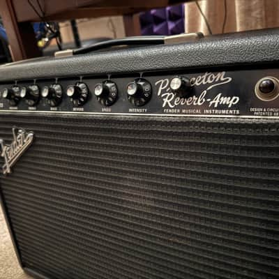 Vintage 1966 Fender Princeton Reverb 12-Watt 1x10" Black Panel Guitar Combo Amp excellent condition image 2