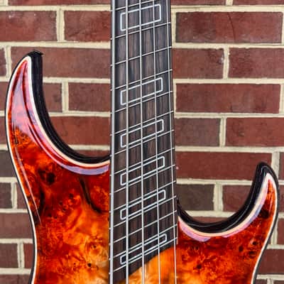 Dingwall Z3 5-String, Custom Color - Explosion Burst, Poplar Burl Top, Maple Contrast Layer, Dual Density Swamp Ash Body - Black Ceruse, Wenge Neck, Macassar Ebony Fretboard, Ghost Block Inlays, Luminlay Side Dots, Darkglass Tone Capsule w/ Toggles image 6