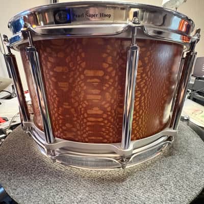 8x14 Pearl / Cask Custom Free floater snare drum - Leopard Wood image 4
