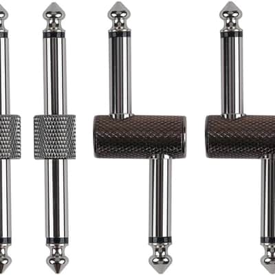 Guitar Pedal Patch Connector, 6.35mm (1/4") Effect Pedal to Pedal Coupler, Male to Male Plug Adaptor for Guitar Pedalboard Instead of Patch Cable, Pack of 4 (2 Straight & 2 Z Type) image 1