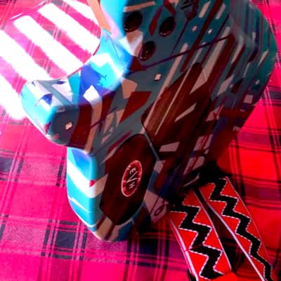 EVH Wolfgang Standard 2018 - Blue Color & Hand Painted EVH Red & White & Blue image 13