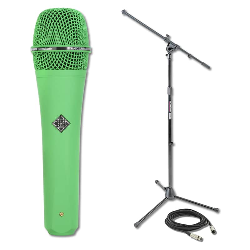 Telefunken M80 Green Dynamic Handheld Vocal Microphone with On-Stage MS7701B Boom Microphone Stand and Professional Grade XLR Cable image 1