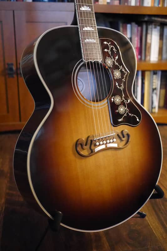 Gibson SJ-200 Standard 2013 Vintage Sunburst with Custom Engraved Pickguard and Fishman Ellipse Aura Pickup image 1
