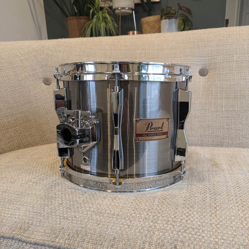 Pearl Maple Shell MX 10" x 8" Tom 1980s - Brushed Silver Metallic image 1