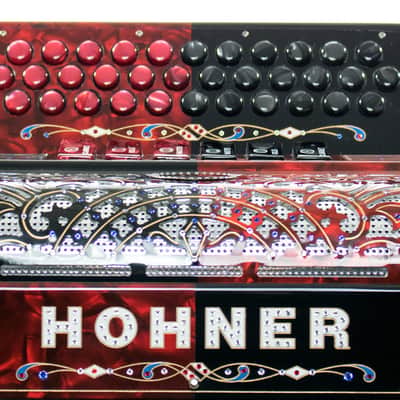 USED Hohner Anacleto Rey Del Norte TT FBbEb/GCF Accordion Black/Red (MINT) image 7