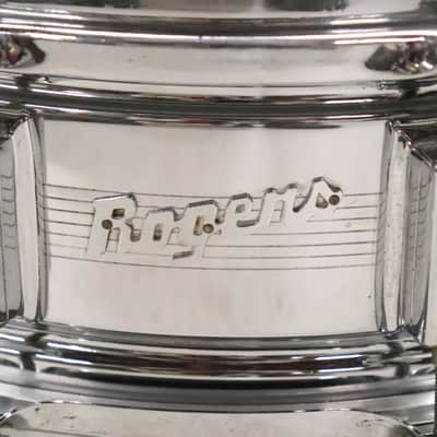 Rogers "7-Line" Dyna-Sonic 5x14" Brass Snare Drum "Beavertail" Lugs Vintage 1960's image 7