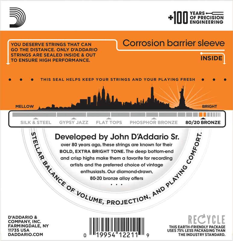 D'Addario EJ10 80/20 Bronze Acoustic Guitar Strings, Extra Light Gauge image 3