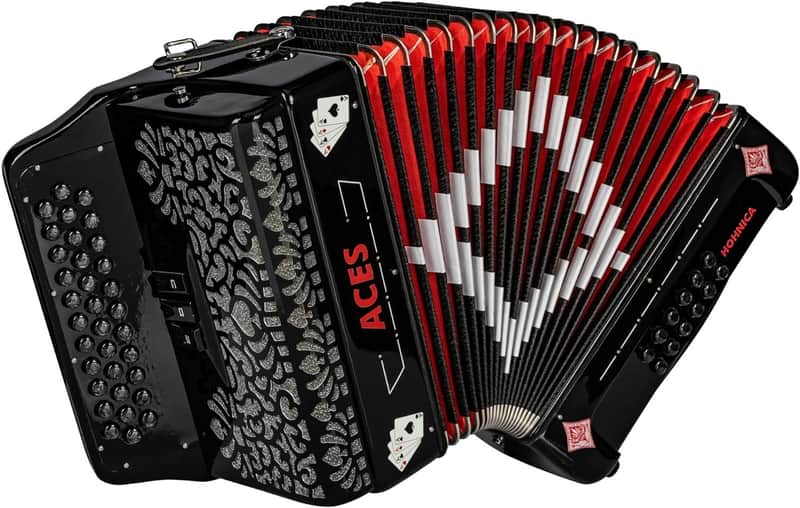 Hohner Aces II Model Diatonic Accordion Key of FBbEb with case and straps image 1