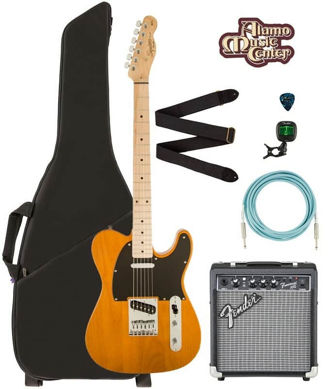 Squier by Fender Affinity Telecaster, 0310203550 Butterscotch Blonde Bundle w/ Gig Bag image 1