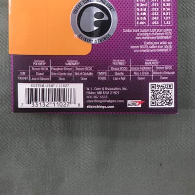 Elixir 11027 Nanoweb 80/20 Bronze Acoustic Guitar Strings - Custom Light (11-52) image 3