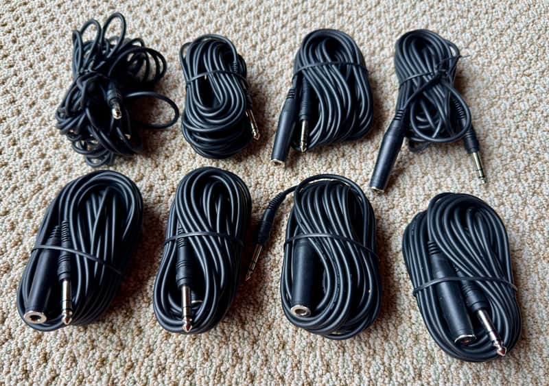 Lot of 8 TRS Extension Cables 25ft - Open Box (7x1/4" M to F, 1x1/4"M to 1/8"F) image 1