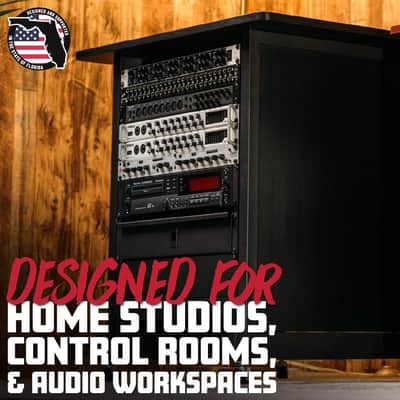 Gator Rok-It By Frameworks Studio Series 14U Wood Rack Cabinet with Casters and Leveling Feet, Cherry image 5