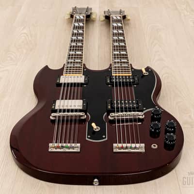 1990s Burny RSG-140 Vintage Double Neck SG, 6 & 12 String Guitar Cherry w/ Case & Tags, Japan image 11