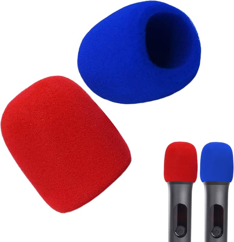 Microphone Cover Reusable Microphone Protector Foam  Pop Filter, 2PCS(Blue/Red) image 1