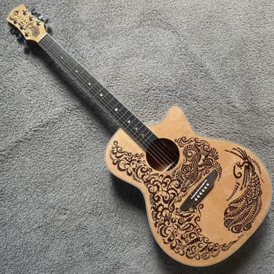 Luna Phoenix 40 Inch Acoustic Guitar, Spruce Top, Mahogany Body, Pau Ferro Fingerboard image 12