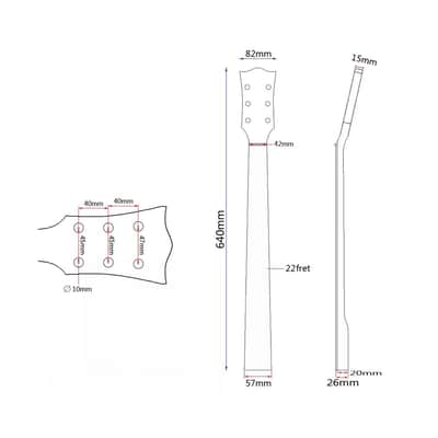 Les Paul-Style Guitar Neck, 22 Fret, Maple & Mahogany Fretboard image 9