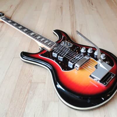 1960s Silvertone 1445 Vintage Electric Guitar by Teisco German Carve 1441 w/ gigbag & Original Strap image 11