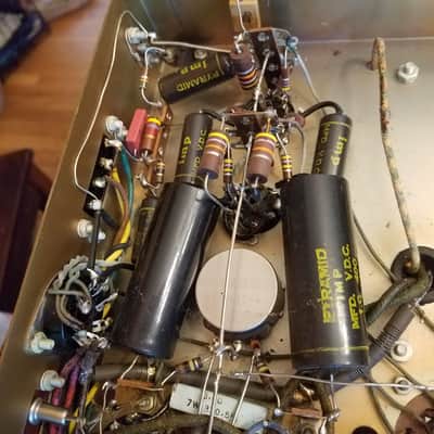 Heathkit W-5M Monoblock KT66 25 Watt Tube Power Amplifier and Cage 1959 Gold and Black image 18