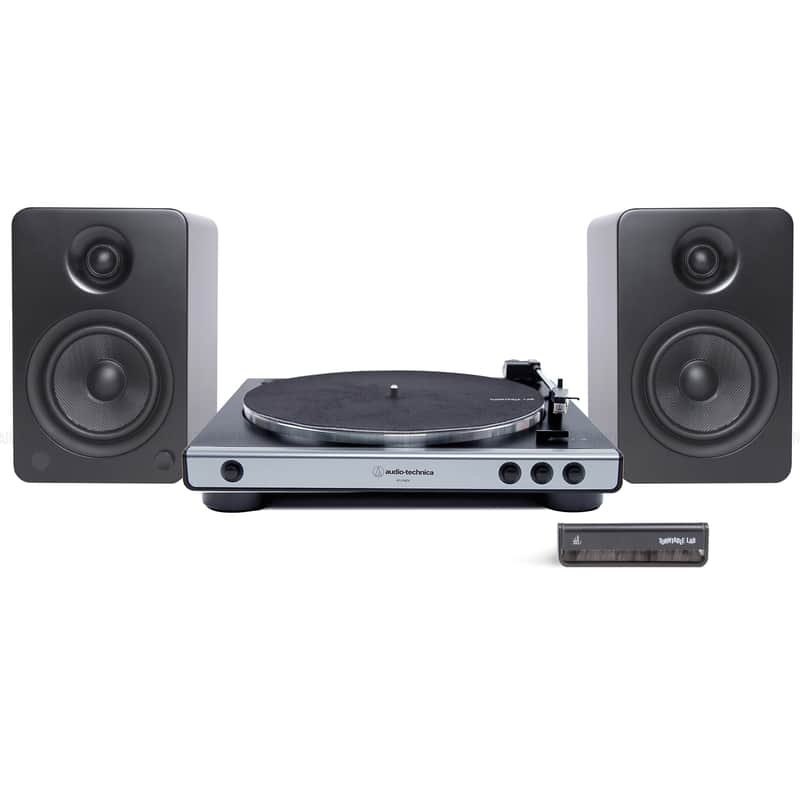 Audio-Technica: AT-LP60X / Kanto YU6 / Turntable Package Silver Turntable / Black Speakers