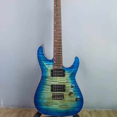 2015 Schecter USA Custom Shop Sunset Classic II Trans Sky Blue #15-08020 image 2