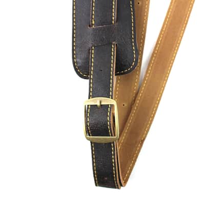 Walker & Williams C-19-DBLK Distressed Black Finish Leather Vintage Slash Strap Extra Long image 4