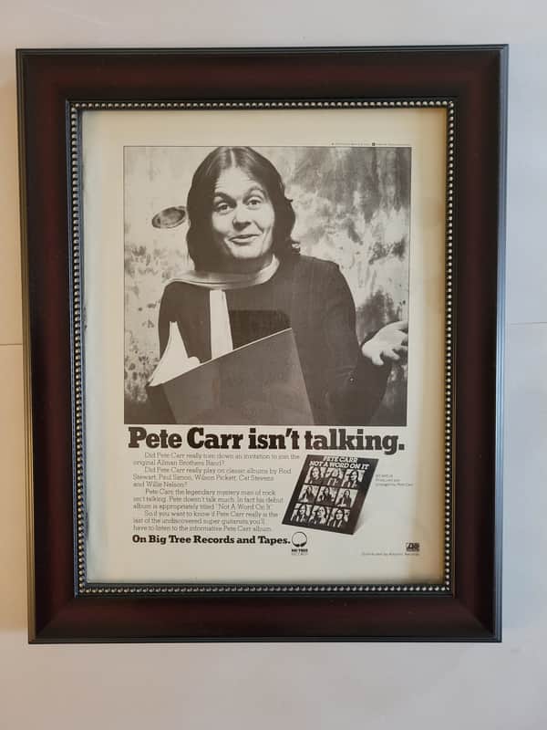 1976 Big Tree Records Promotional Ad Framed Pete Carr Not A Word On It Album Original image 1