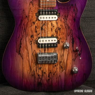 G&L Custom Shop ASAT HH RMC Purpleburst Spalted Maple on Okoume, AAA roasted neck image 2