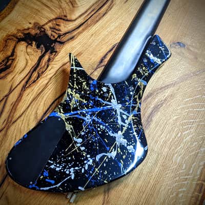 Claas Guitars 9-string headless guitar 2022 blue-silver-gold-splatter-high-gloss image 3