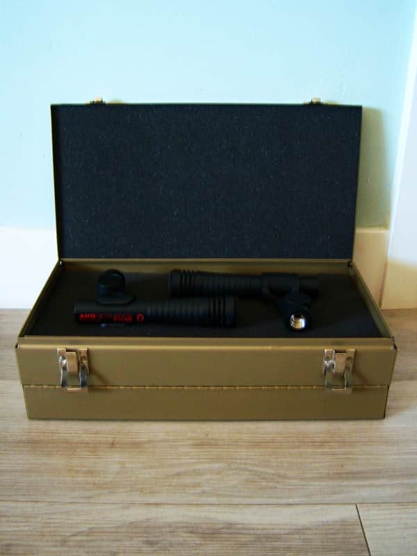 Two vintage AKG D70ME Dynamic cardioid Microphones Low Z w mic clips and case drum, toms, brass image 1